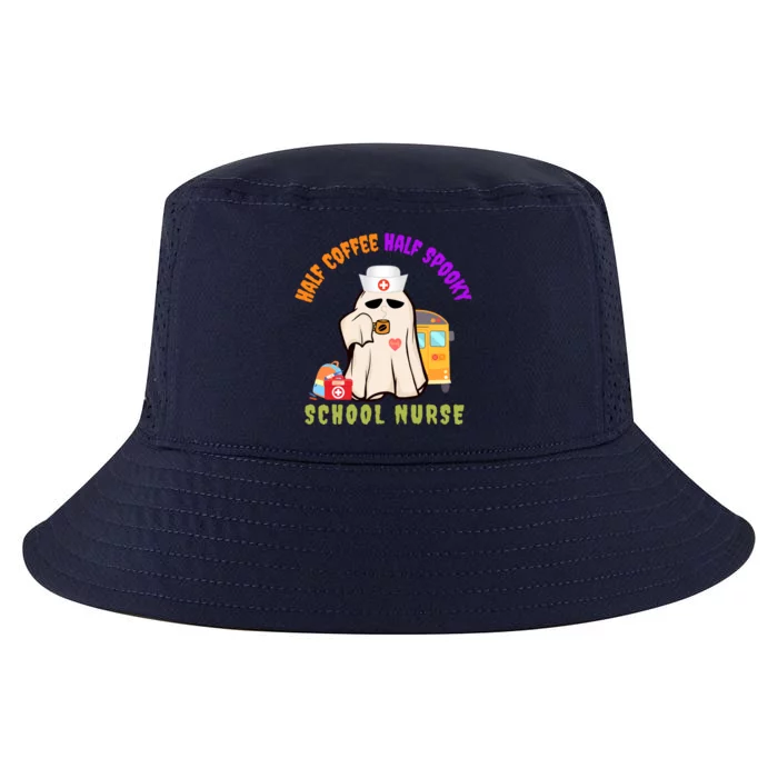 Funny Cute Half Coffee Half Spooky Halloween School Nurse Cute Gift Cool Comfort Performance Bucket Hat