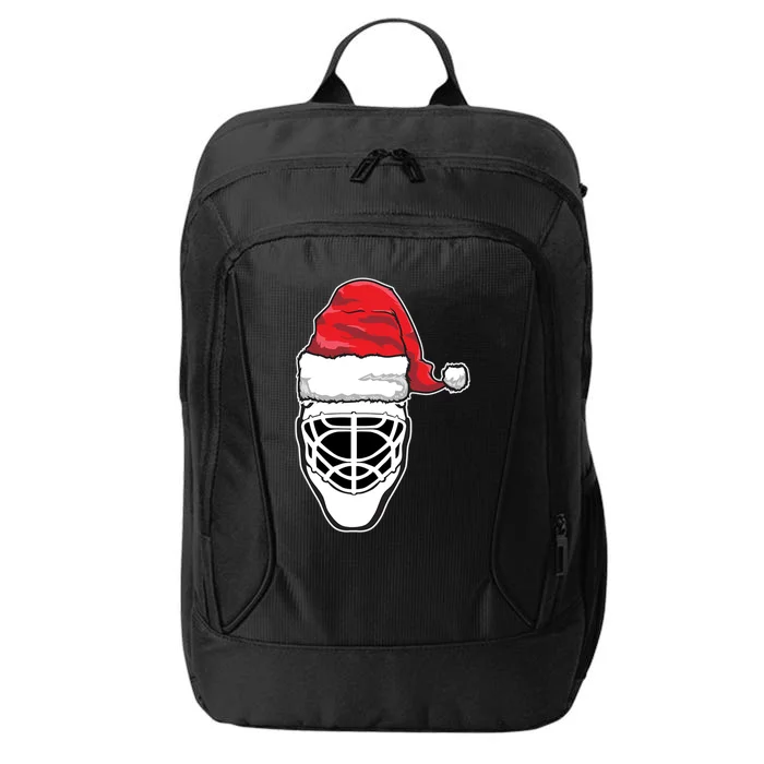 Funny Christmas Hockey Goalie Mask Santa Hat Xmas Gift City Backpack