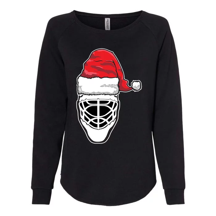 Funny Christmas Hockey Goalie Mask Santa Hat Xmas Gift Womens California Wash Sweatshirt