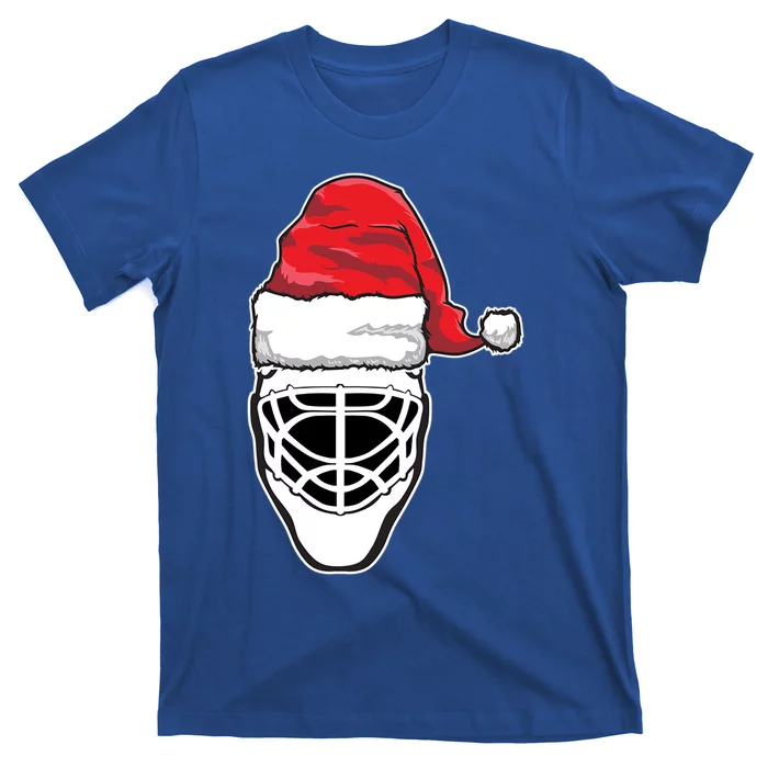 Funny Christmas Hockey Goalie Mask Santa Hat Xmas Gift T-Shirt