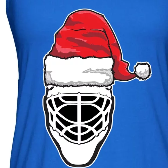 Funny Christmas Hockey Goalie Mask Santa Hat Xmas Gift Ladies Essential Flowy Tank