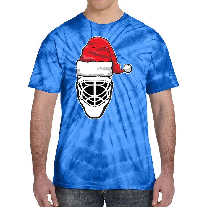 Funny Christmas Hockey Goalie Mask Santa Hat Xmas Gift Tie-Dye T-Shirt