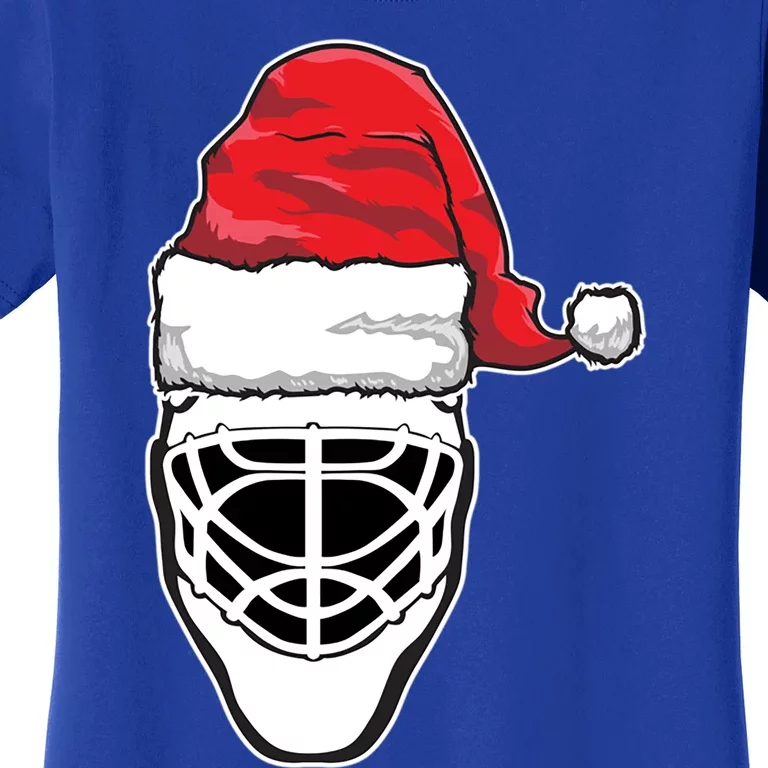 Funny Christmas Hockey Goalie Mask Santa Hat Xmas Gift Women's T-Shirt