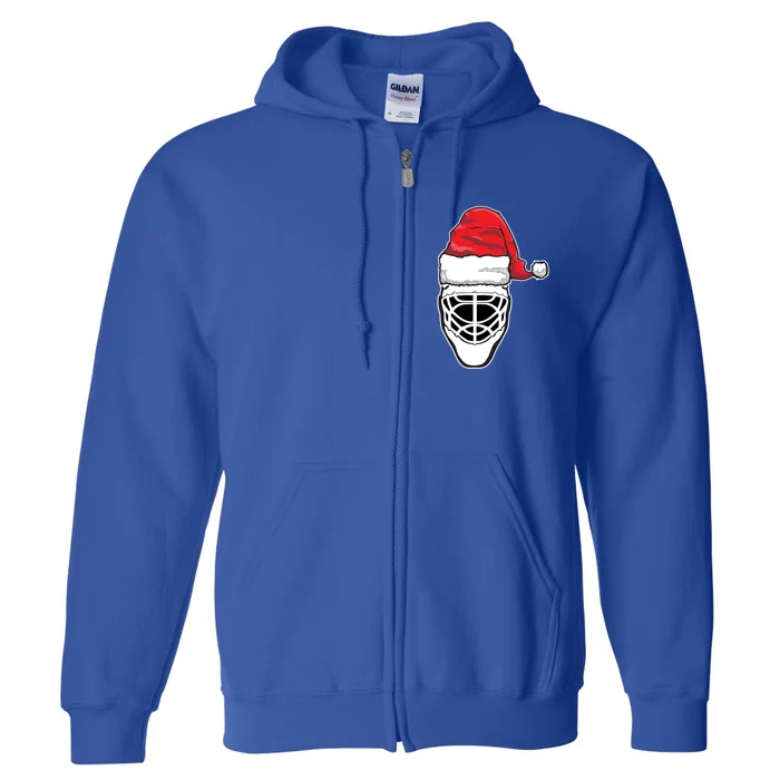 Funny Christmas Hockey Goalie Mask Santa Hat Xmas Gift Full Zip Hoodie