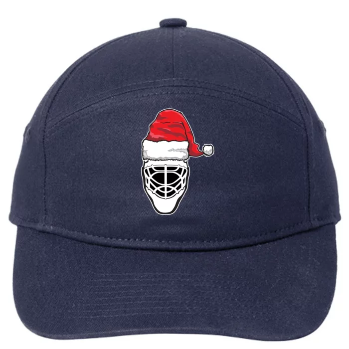 Funny Christmas Hockey Goalie Mask Santa Hat Xmas Gift 7-Panel Snapback Hat