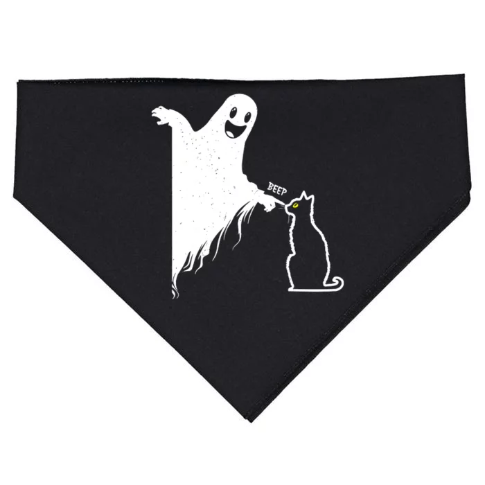 Funny Cute Halloween Black Cat Lover Ghost Poking Nose Gift USA-Made Doggie Bandana