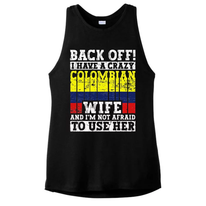 Funny Colombian Husband Apparel Colombia Flag Heritage Ladies Tri-Blend Wicking Tank