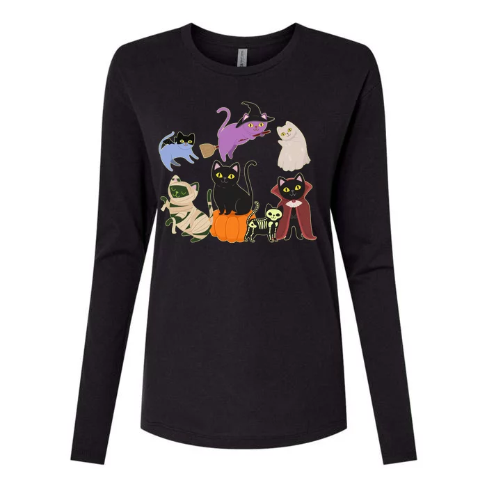 Funny Cute Halloween Costume Cats Kitties Womens Cotton Relaxed Long Sleeve T-Shirt