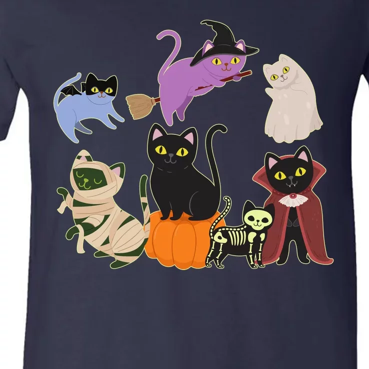 Funny Cute Halloween Costume Cats Kitties V-Neck T-Shirt