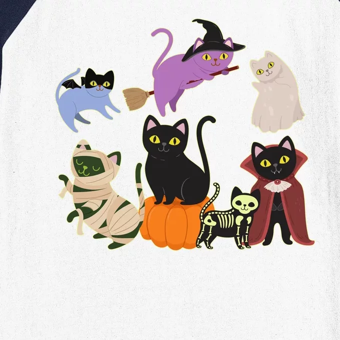 Funny Cute Halloween Costume Cats Kitties Baseball Sleeve Shirt