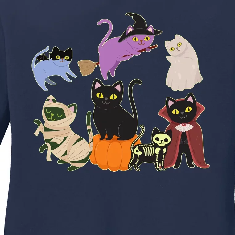 Funny Cute Halloween Costume Cats Kitties Ladies Long Sleeve Shirt