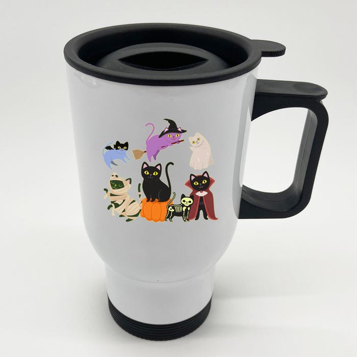 Funny Cute Halloween Costume Cats Kitties Front & Back Stainless Steel Travel Mug