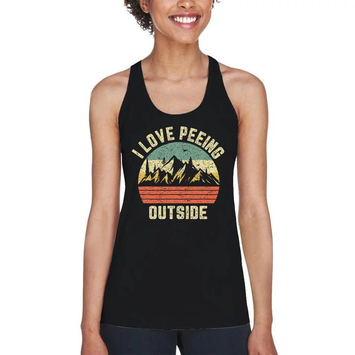 Funny Camping Hiking Outdoors I Love Peeing Outside Women's Racerback Tank