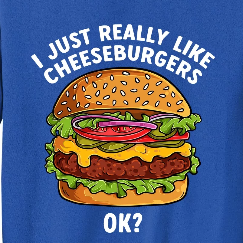 Funny Cheeseburger Hamburger Art Food Burger Lover Tall Sweatshirt