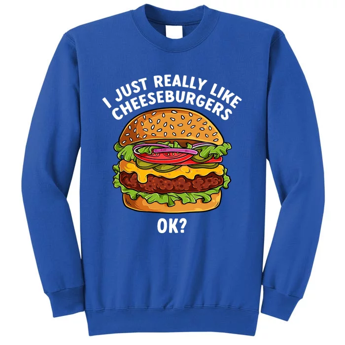 Funny Cheeseburger Hamburger Art Food Burger Lover Tall Sweatshirt