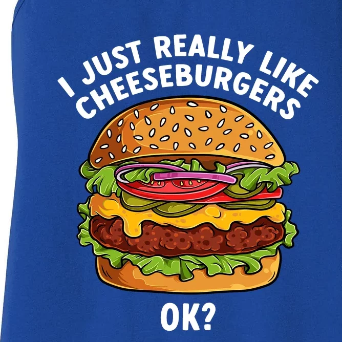 Funny Cheeseburger Hamburger Art Food Burger Lover Women's Racerback Tank