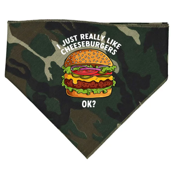 Funny Cheeseburger Hamburger Art Food Burger Lover USA-Made Doggie Bandana