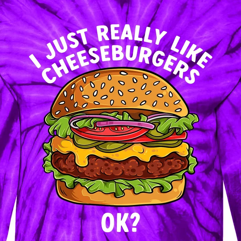 Funny Cheeseburger Hamburger Art Food Burger Lover Tie-Dye Long Sleeve Shirt