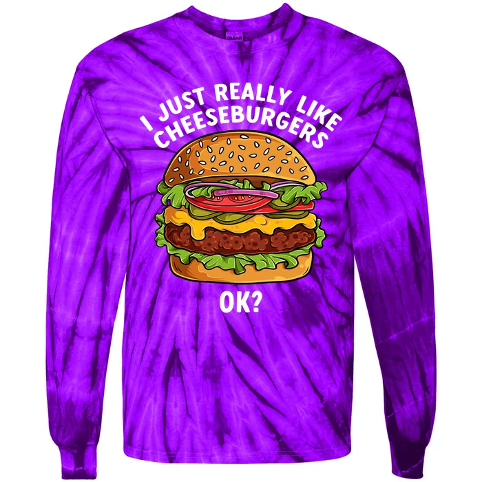 Funny Cheeseburger Hamburger Art Food Burger Lover Tie-Dye Long Sleeve Shirt