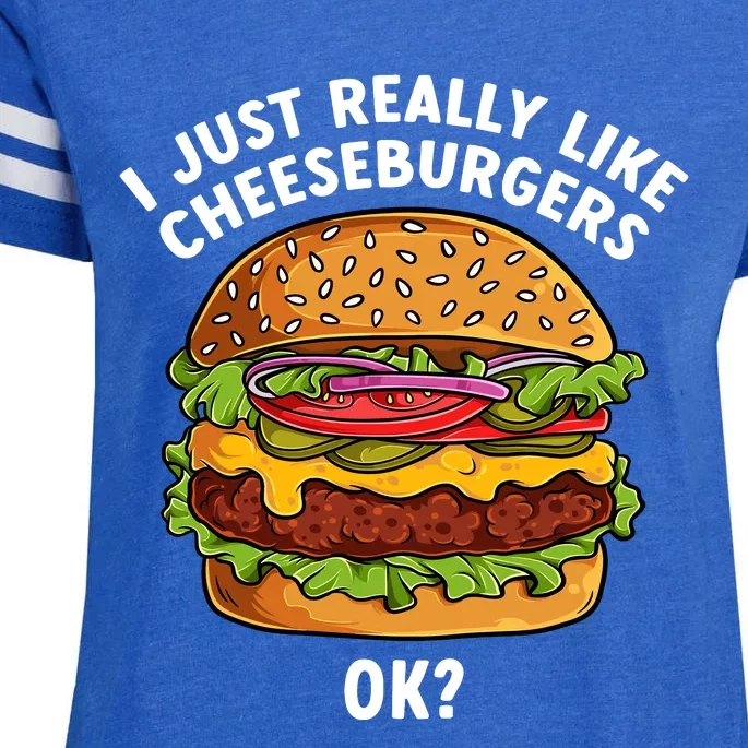 Funny Cheeseburger Hamburger Art Food Burger Lover Enza Ladies Jersey Football T-Shirt