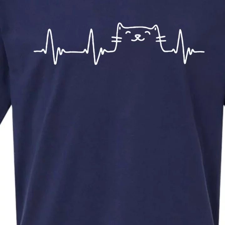 Funny Cat Heartbeat Cat Lover Womens Cat Sueded Cloud Jersey T-Shirt