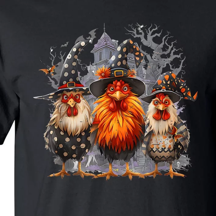 Funny Chicken Halloween Costume Spooky Season Chickens Witch Tall T-Shirt