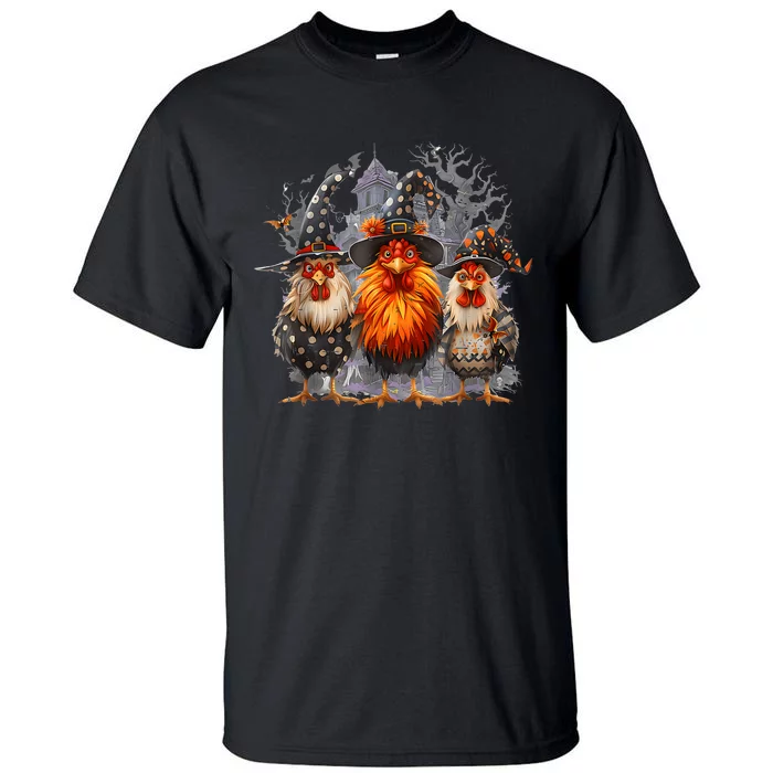 Funny Chicken Halloween Costume Spooky Season Chickens Witch Tall T-Shirt