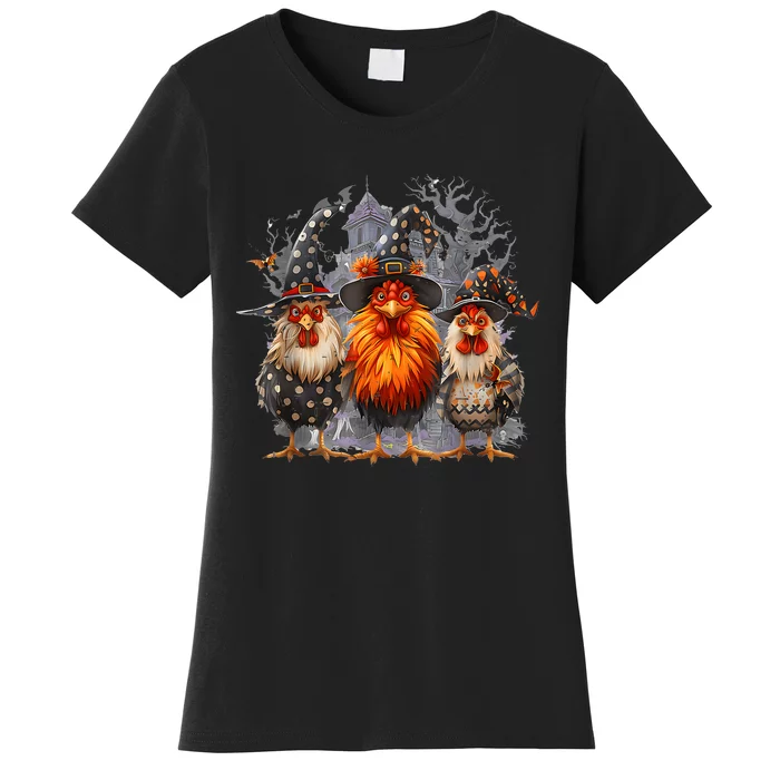 Funny Chicken Halloween Costume Spooky Season Chickens Witch Women's T-Shirt