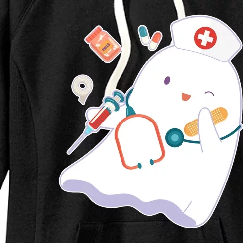 Funny Cute Halloween Nurse Ghost Women's Fleece Hoodie