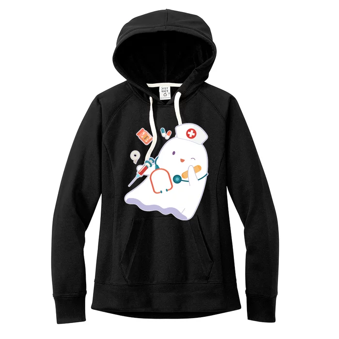 Funny Cute Halloween Nurse Ghost Women's Fleece Hoodie