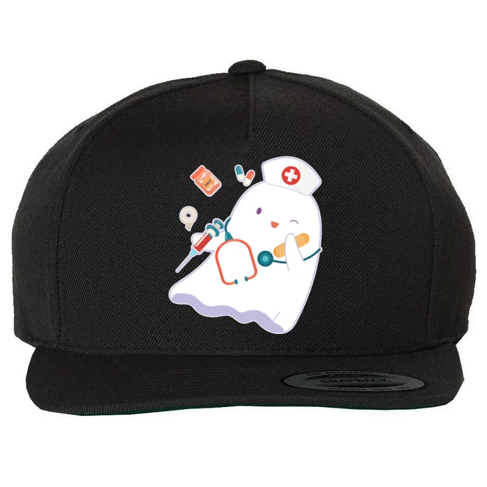 Funny Cute Halloween Nurse Ghost Wool Snapback Cap