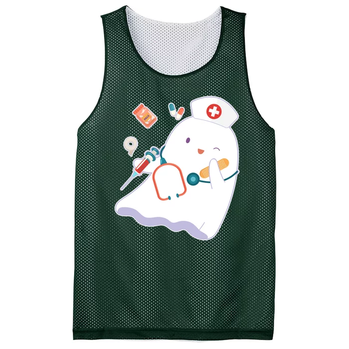 Funny Cute Halloween Nurse Ghost Mesh Reversible Basketball Jersey Tank