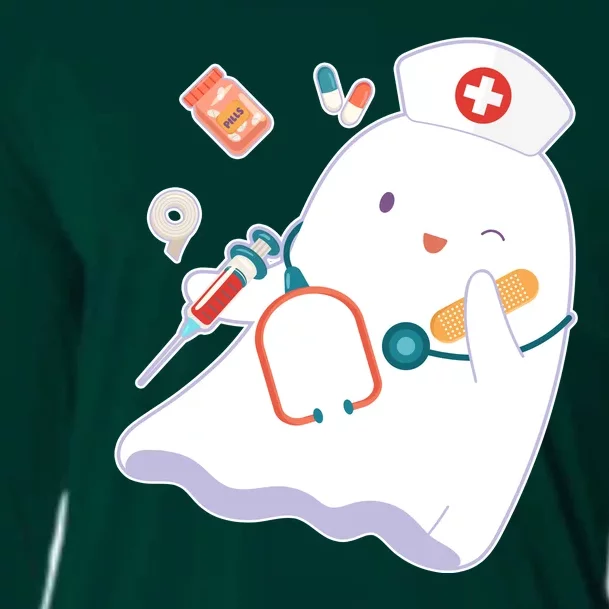 Funny Cute Halloween Nurse Ghost Cooling Performance Long Sleeve Crew