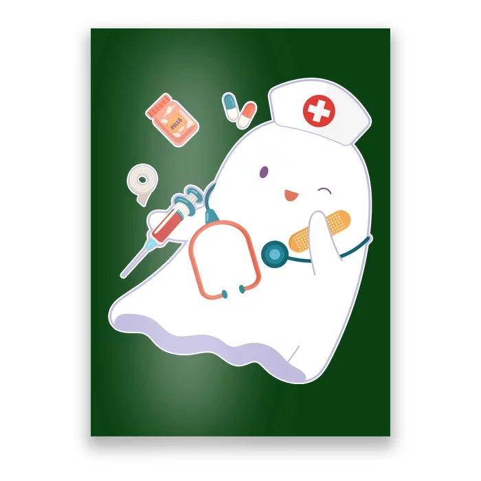 Funny Cute Halloween Nurse Ghost Poster