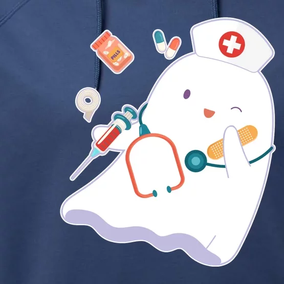 Funny Cute Halloween Nurse Ghost Performance Fleece Hoodie