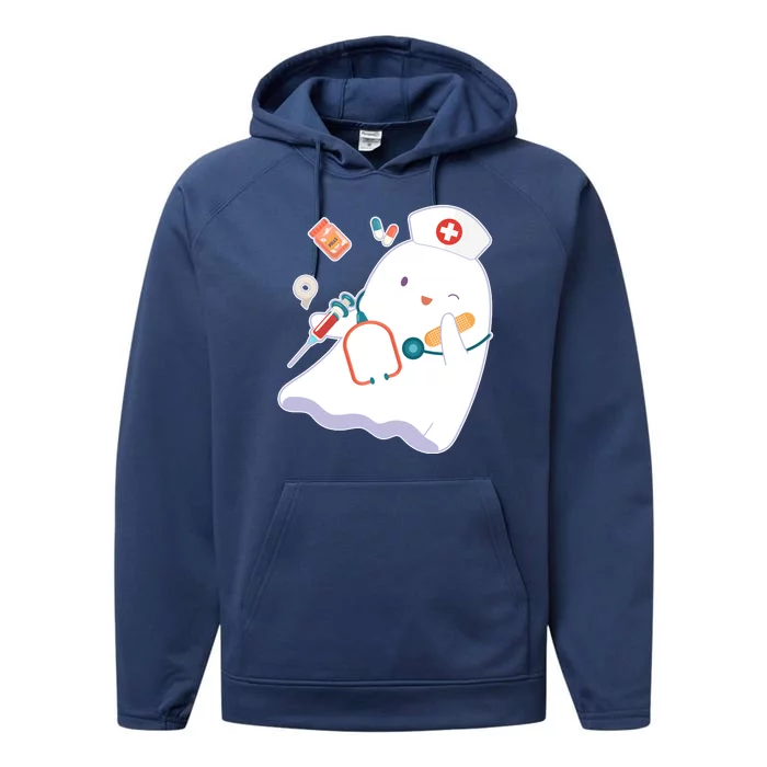 Funny Cute Halloween Nurse Ghost Performance Fleece Hoodie