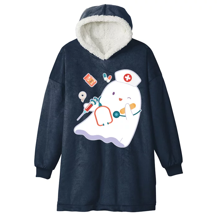 Funny Cute Halloween Nurse Ghost Hooded Wearable Blanket