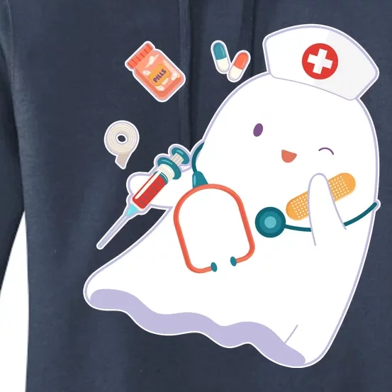 Funny Cute Halloween Nurse Ghost Women's Pullover Hoodie