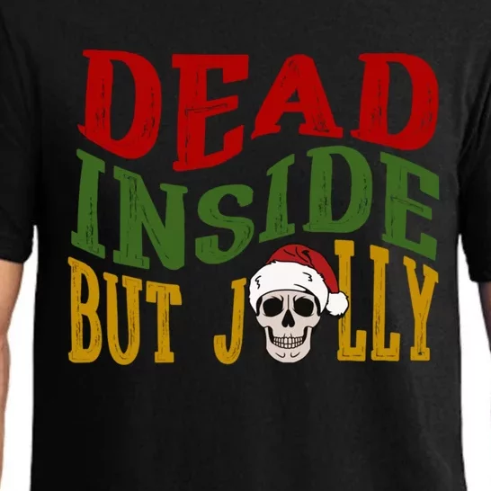 Funny Christmas Holiday Dead Inside But Jolly Skeleton Cool Gift Pajama Set