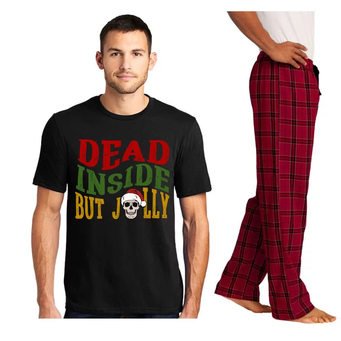 Funny Christmas Holiday Dead Inside But Jolly Skeleton Cool Gift Pajama Set