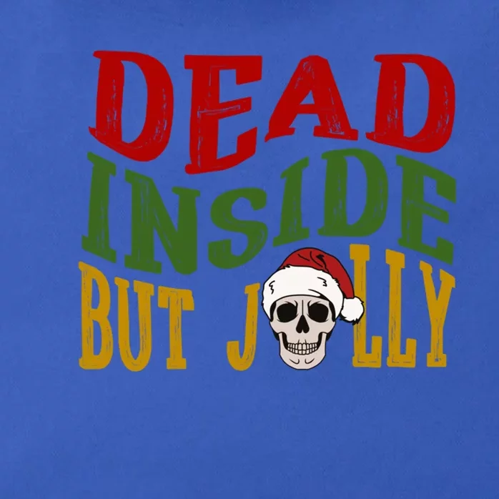 Funny Christmas Holiday Dead Inside But Jolly Skeleton Cool Gift Zip Tote Bag