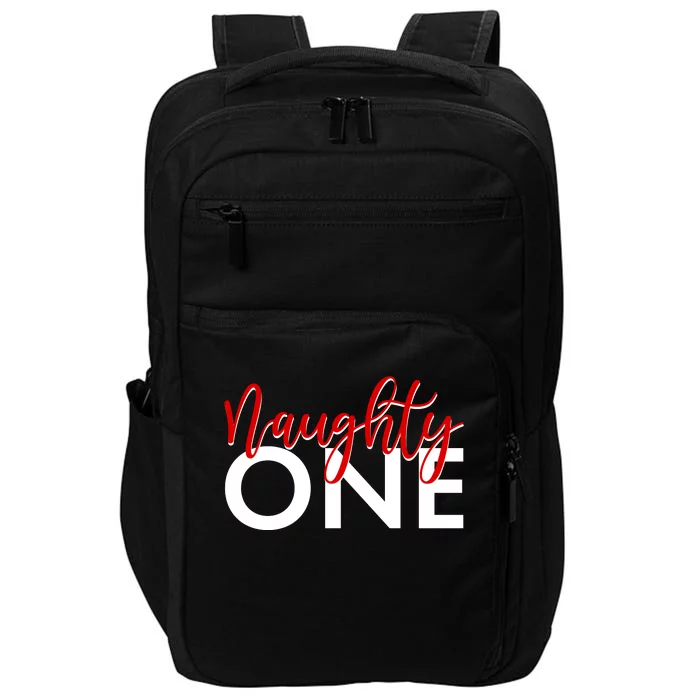 Funny Christmas Holiday Matching Shirt Naughty One Impact Tech Backpack