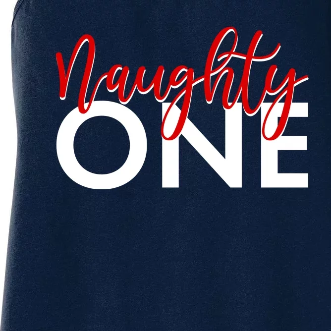 Funny Christmas Holiday Matching Shirt Naughty One Women's Racerback Tank