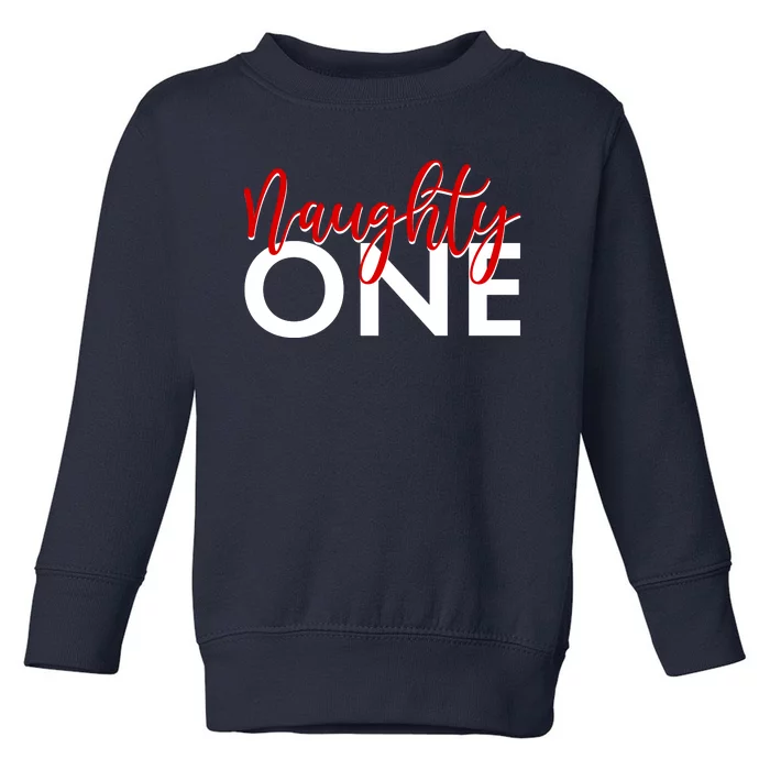 Funny Christmas Holiday Matching Shirt Naughty One Toddler Sweatshirt