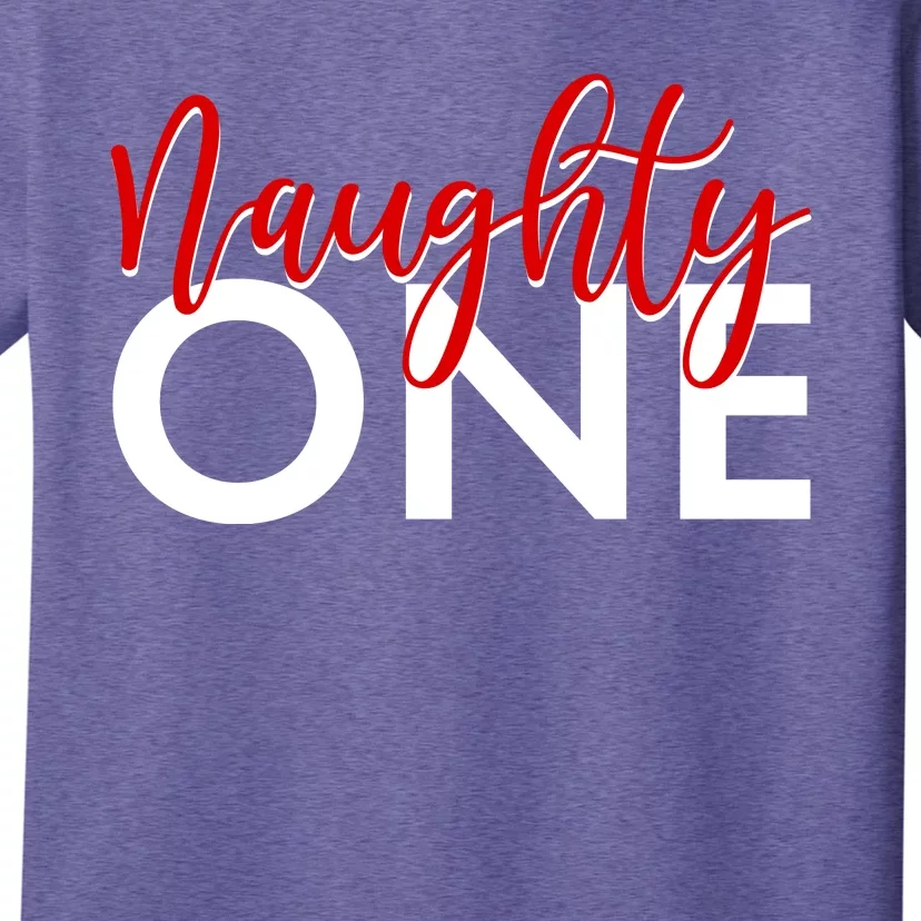 Funny Christmas Holiday Matching Shirt Naughty One T-Shirt