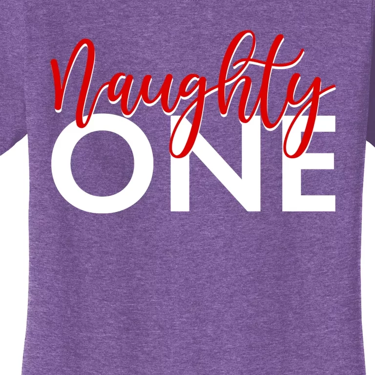 Funny Christmas Holiday Matching Shirt Naughty One Women's T-Shirt