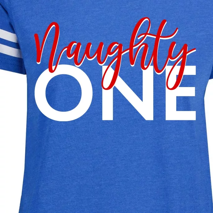 Funny Christmas Holiday Matching Shirt Naughty One Enza Ladies Jersey Football T-Shirt