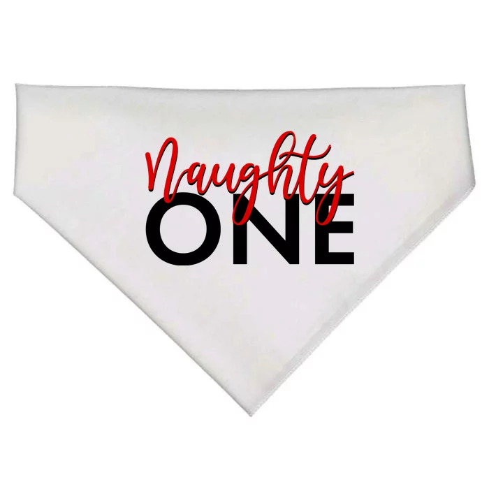 Funny Christmas Holiday Matching Shirt Naughty One USA-Made Doggie Bandana