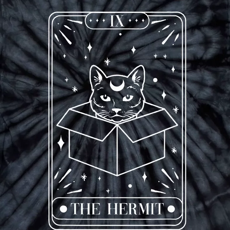 Funny Cat Hermit Tarot Card Witch Astrology Occult Halloween Tie-Dye T-Shirt