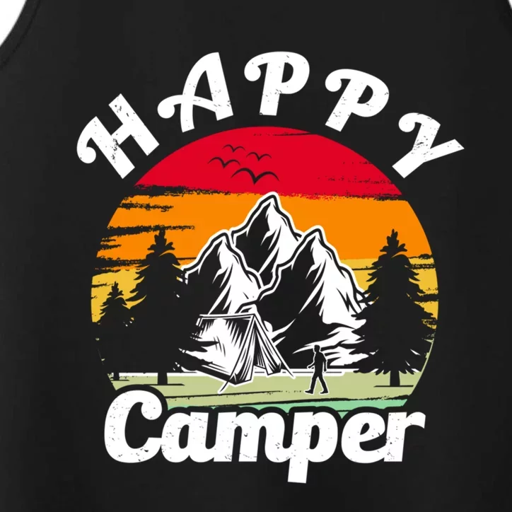 Funny Camping Hiking Lover Present Happy Camper Gift Performance Tank